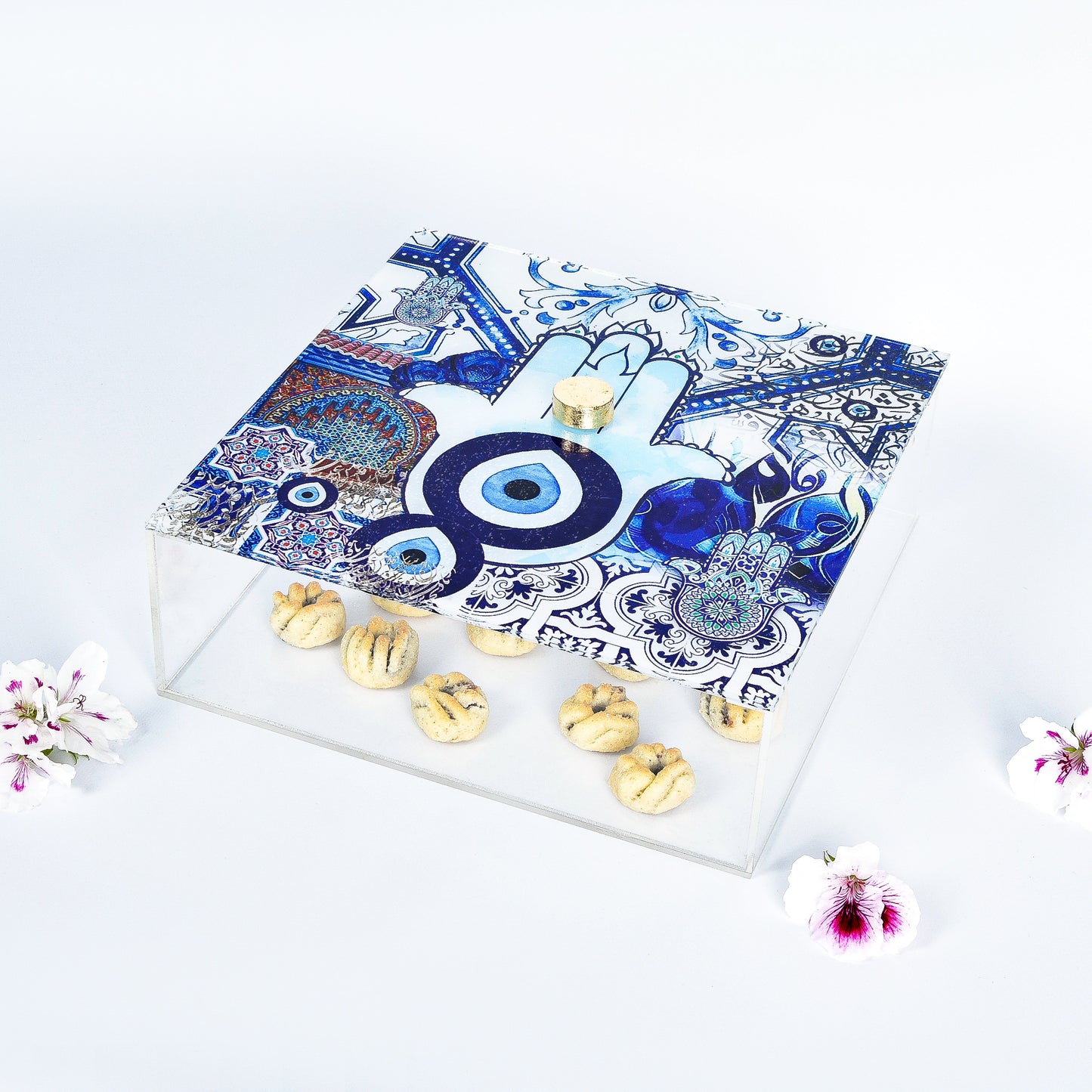 Fatima Hands and Blue Eyes Collage Plexi Square Box