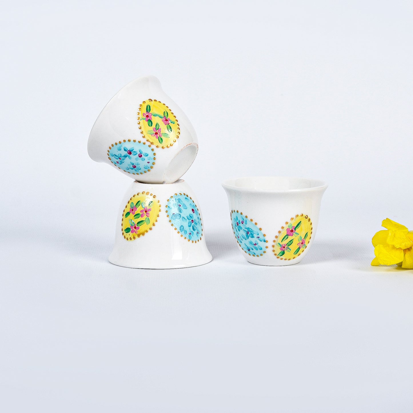 Pastel Easter Eggs Arabic Coffee Cups set of six