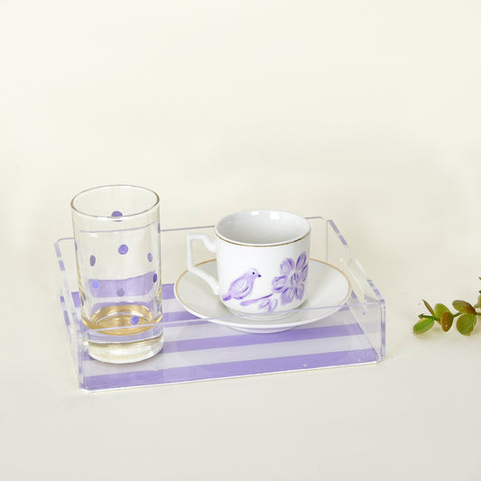 Lavender Blossom – Mother’s Day Hand-Painted Turkish Coffee Cup Gift Set with Plexi Tray (Ummi)