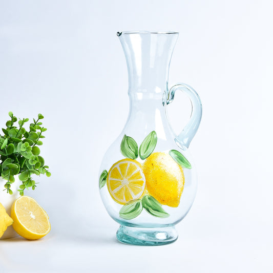 Fresh Lemones with Blue Water Jug