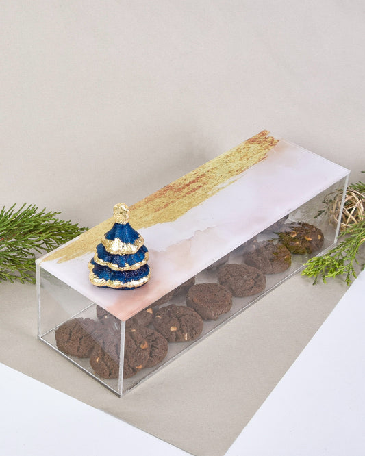 Three Metalic Christmas Trees Plexi Box 30X10CM