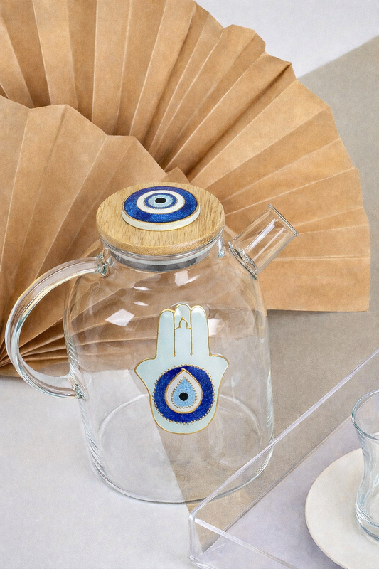 Blue Embossed Eye and Fatima Hands Teapot