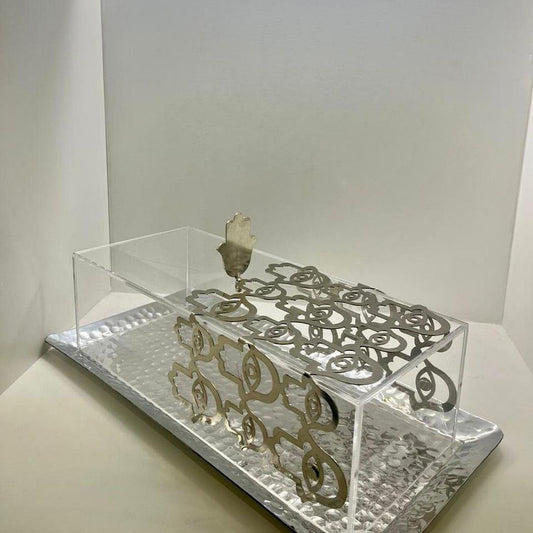 Fatima Hands Plexi Cake Stand - Long - Silver